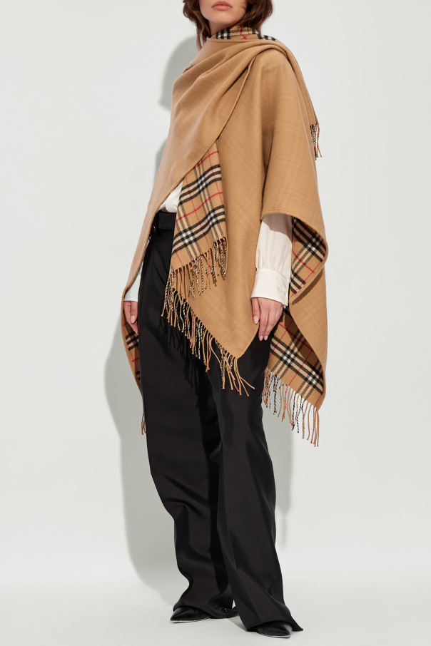 Beige Wool poncho Burberry Burberry Kids check cashmere scarf SchaferandweinerShops Albania